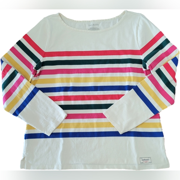 Talbots Sweaters - Talbots Multi Color Stripes Long Sleeves Crew Neck Pullover Sweater, Large - EUC